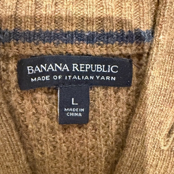 Banana Republic Mens Raglan Roll Sleeve 1/4 Button Knit Sweater - Picture 3 of 6